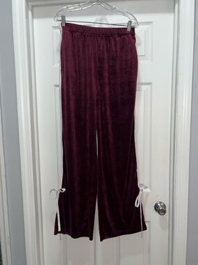 Burgundy velour sweatpants